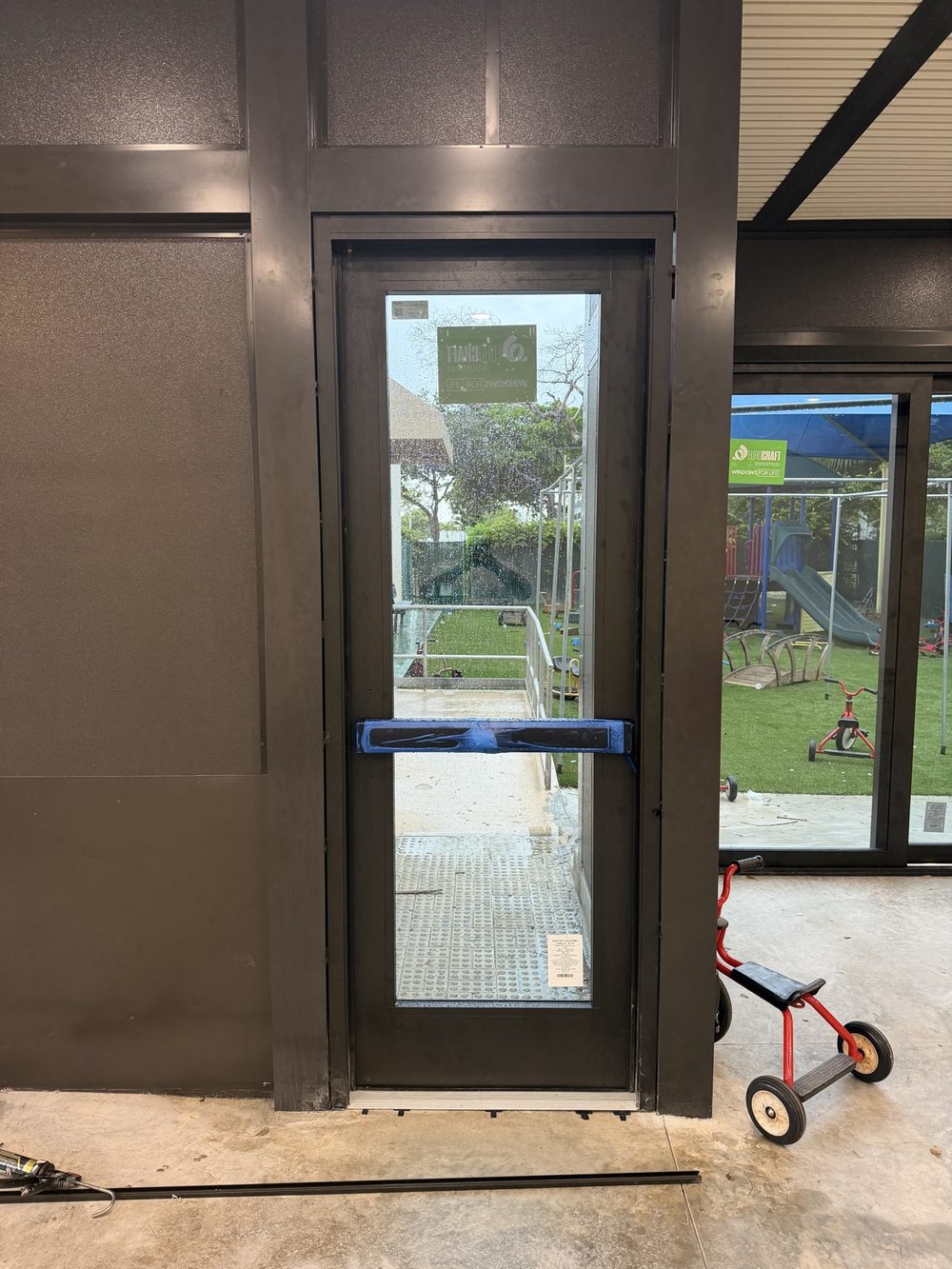 Newly installed commercial glass entry door